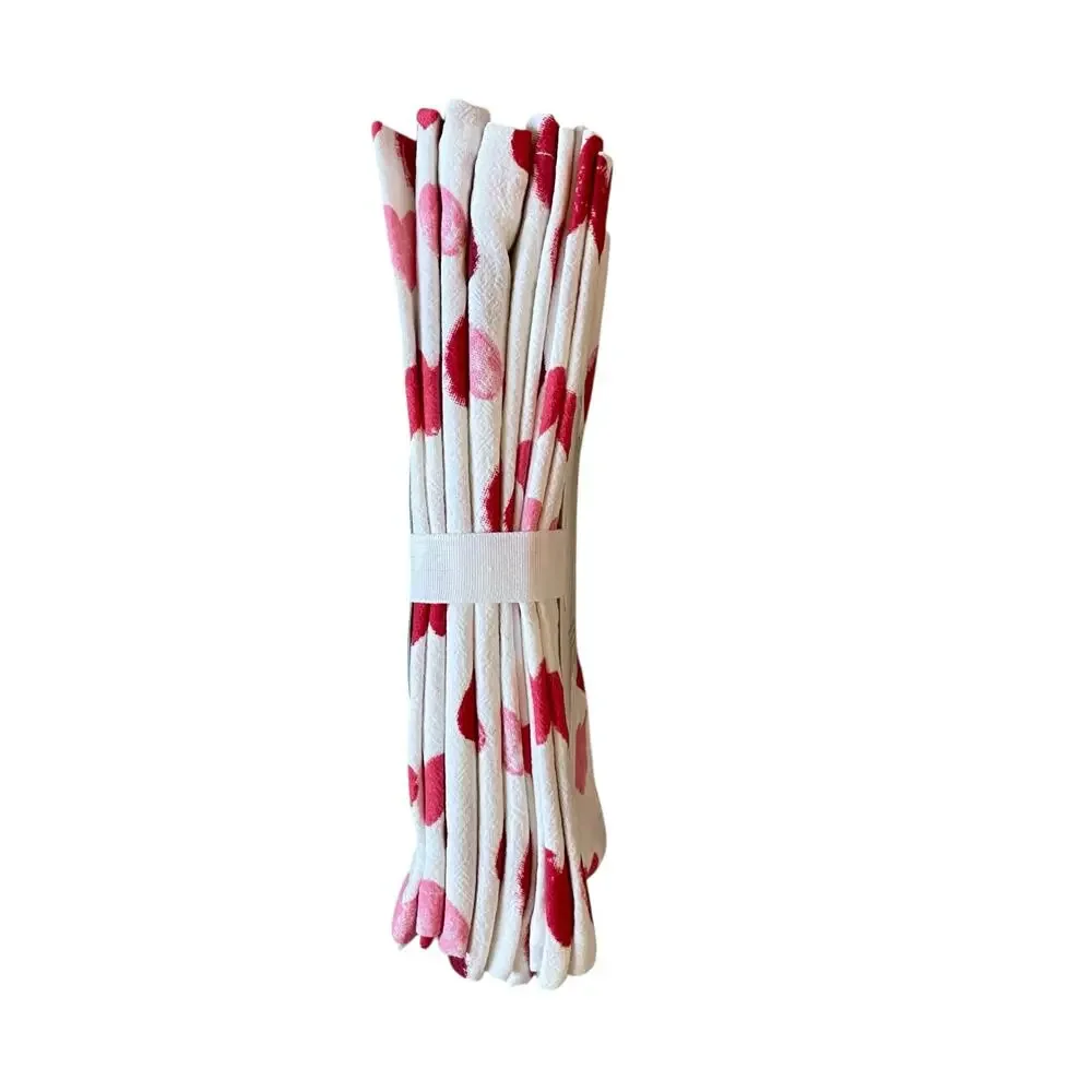 Rachel Zoe Set of 6 Heart Napkins 18x18 Valentines Day Pink Red White Cotton NEW